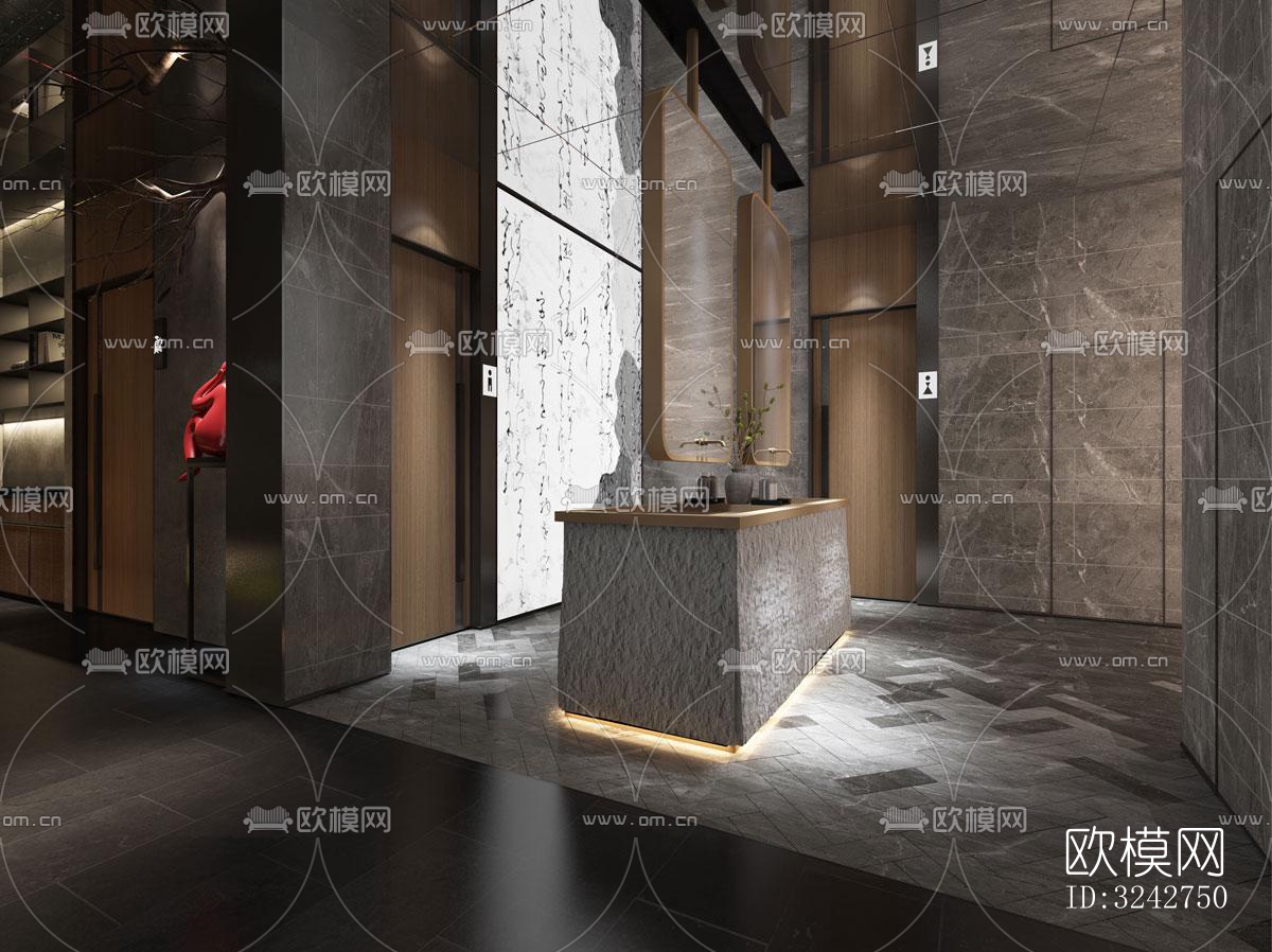 新中式中餐厅效果图下载（渲染图5）