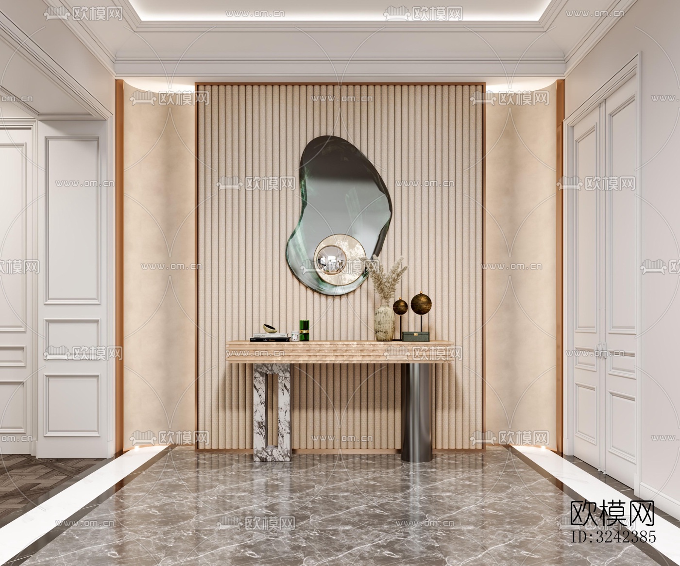 新中式玄关过道效果图下载（渲染图4）