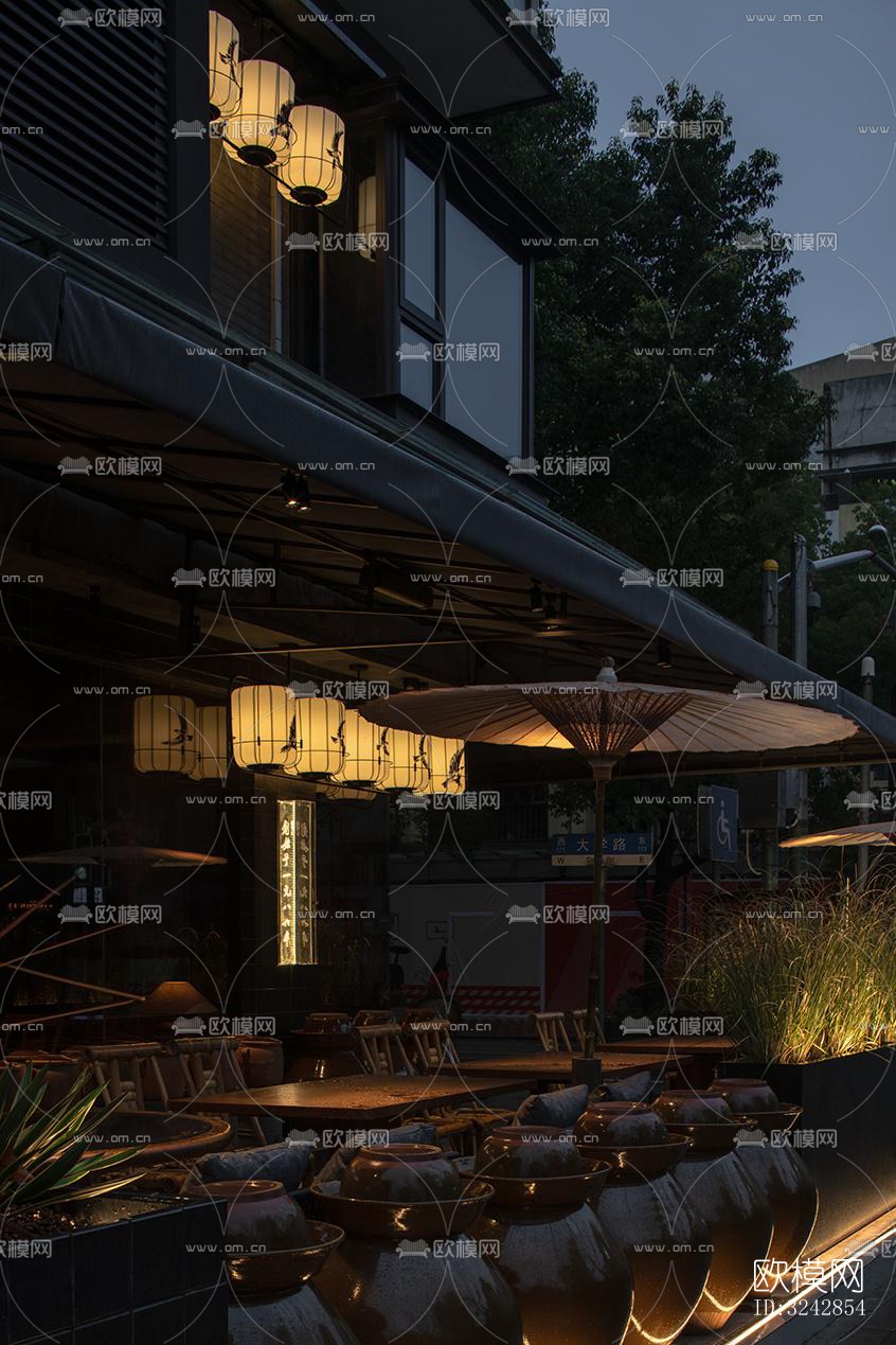 新中式中餐厅效果图下载（渲染图15）