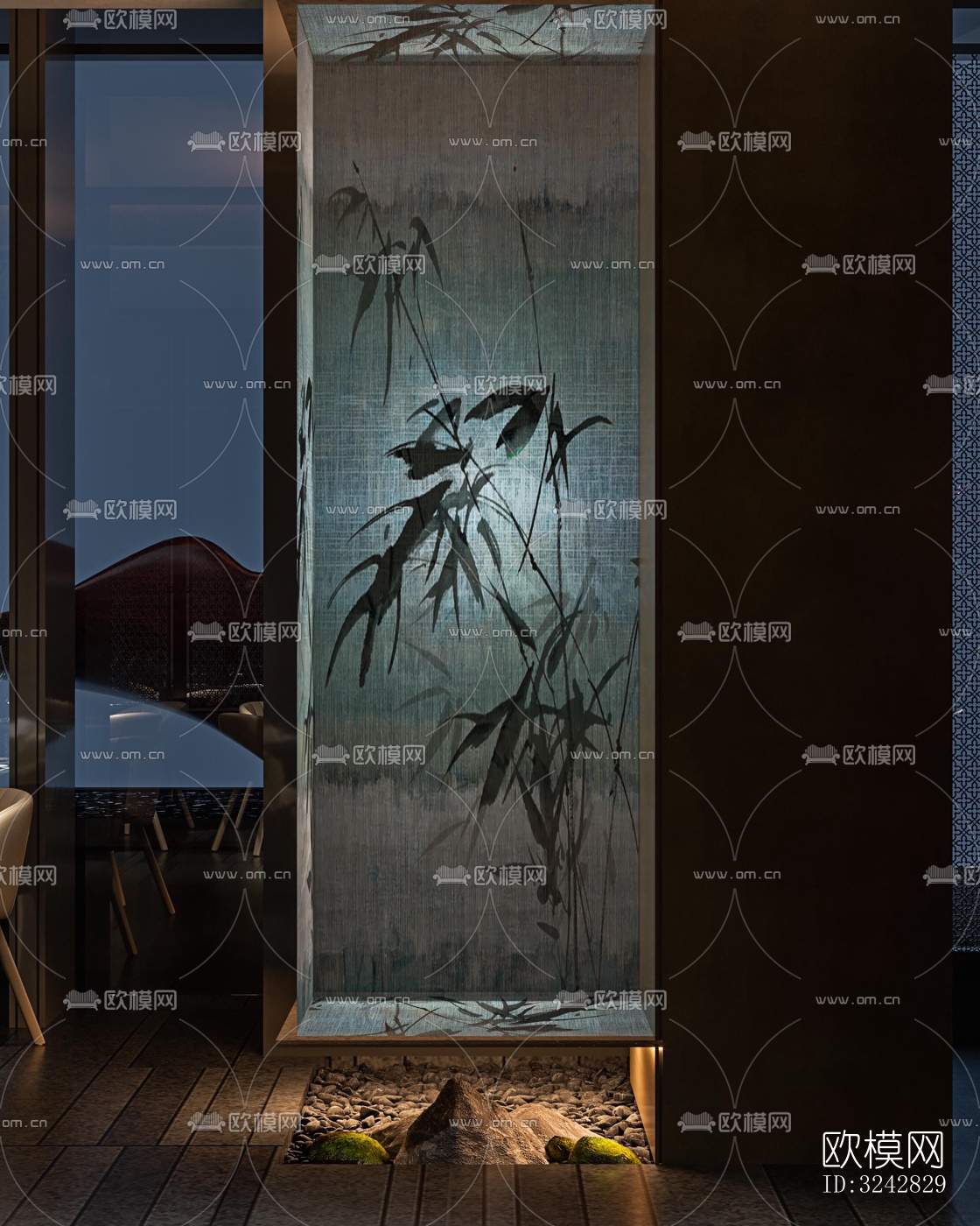 新中式中餐厅效果图下载（渲染图6）