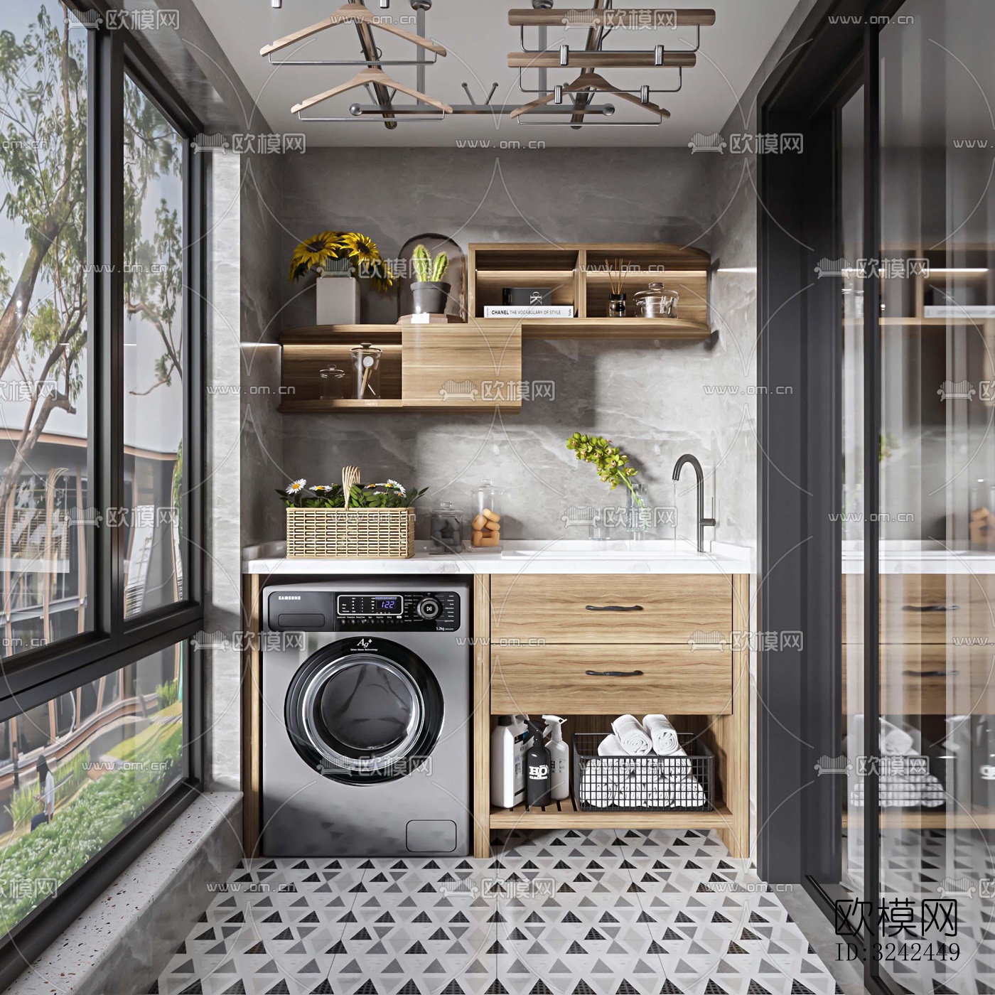 现代阳台花园效果图下载（渲染图5）