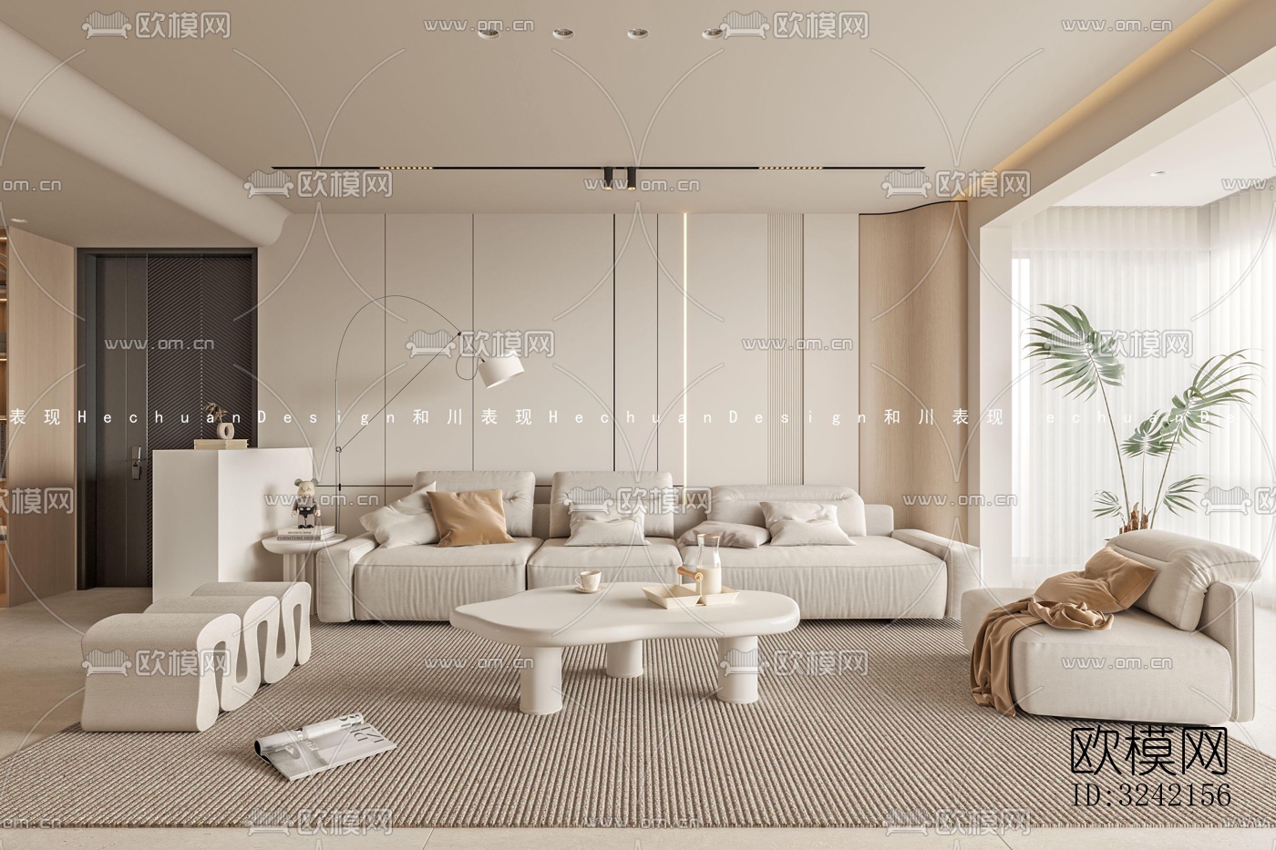 现代客餐厅效果图下载（渲染图4）