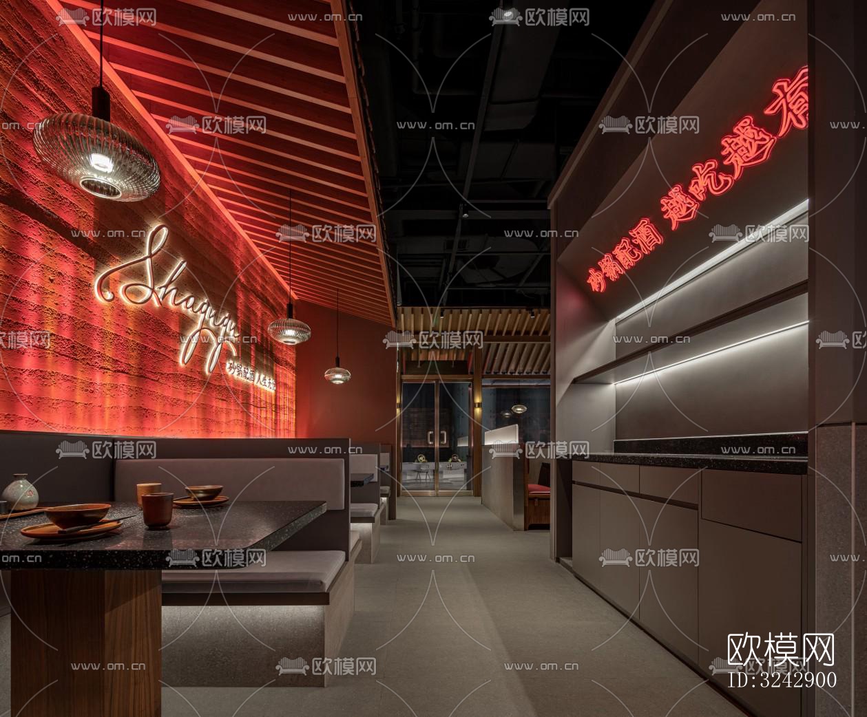 现代中餐厅效果图下载（渲染图5）