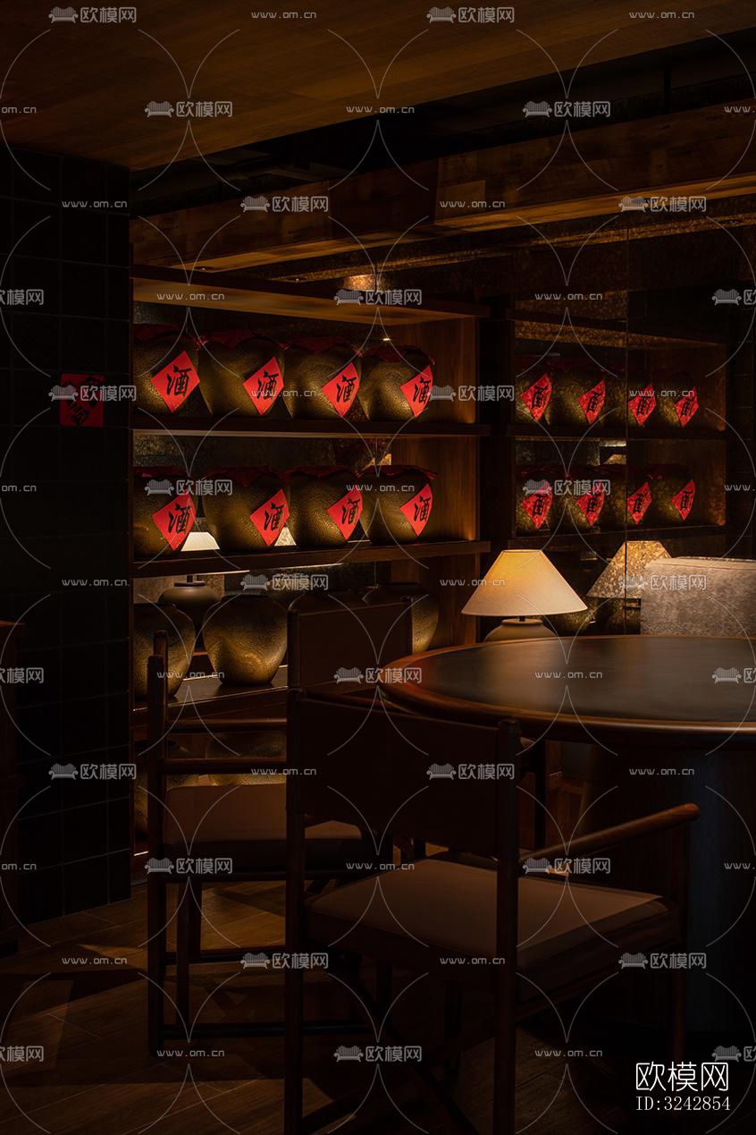 新中式中餐厅效果图下载（渲染图4）