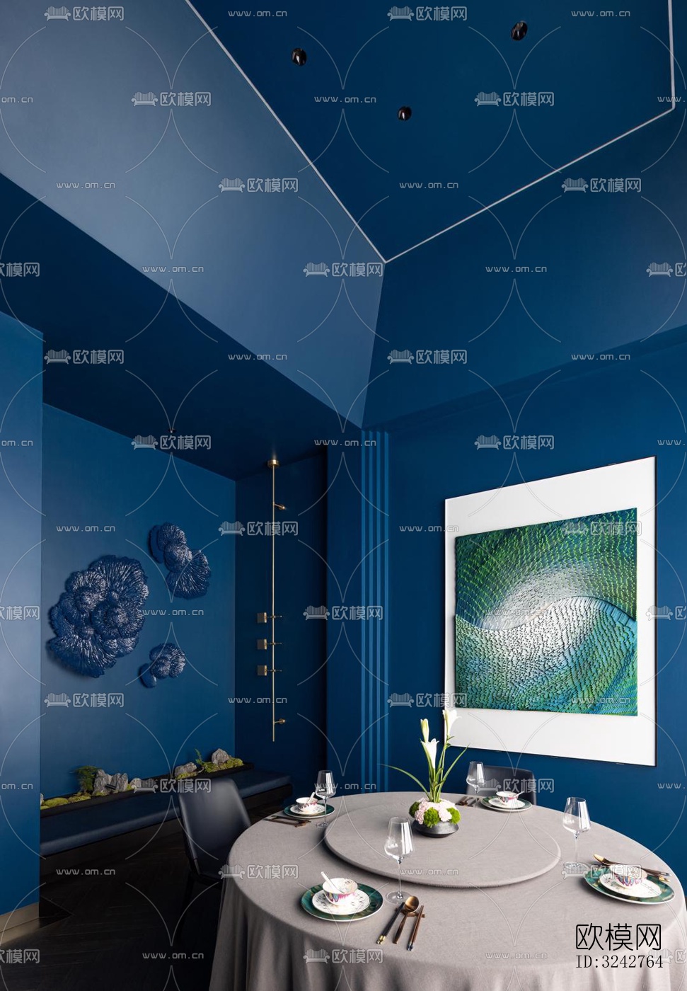 新中式中餐厅效果图下载（渲染图10）