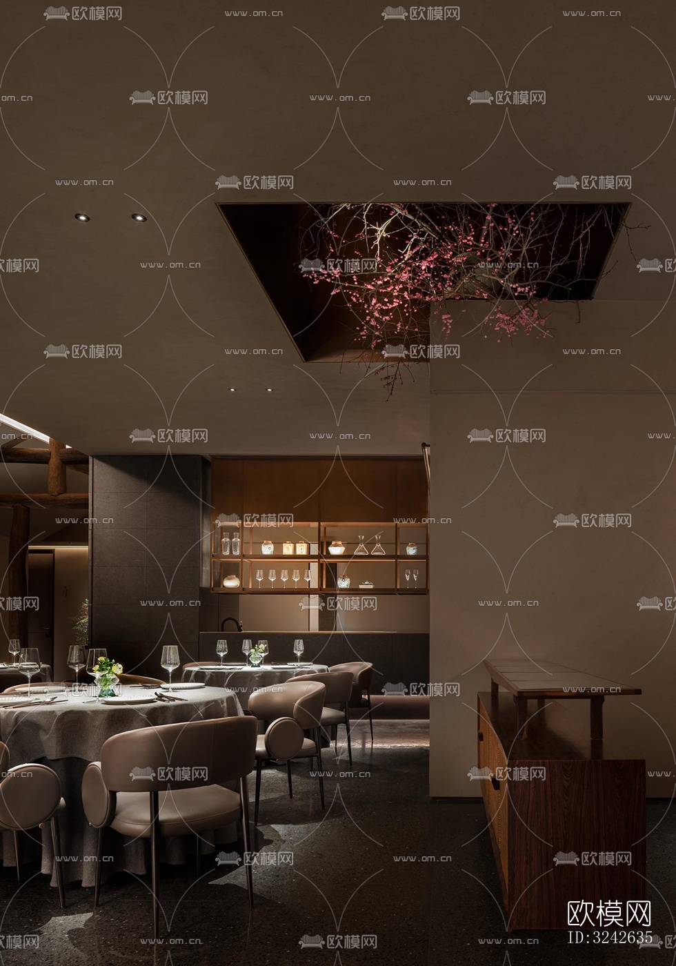 新中式中餐厅效果图下载（渲染图3）