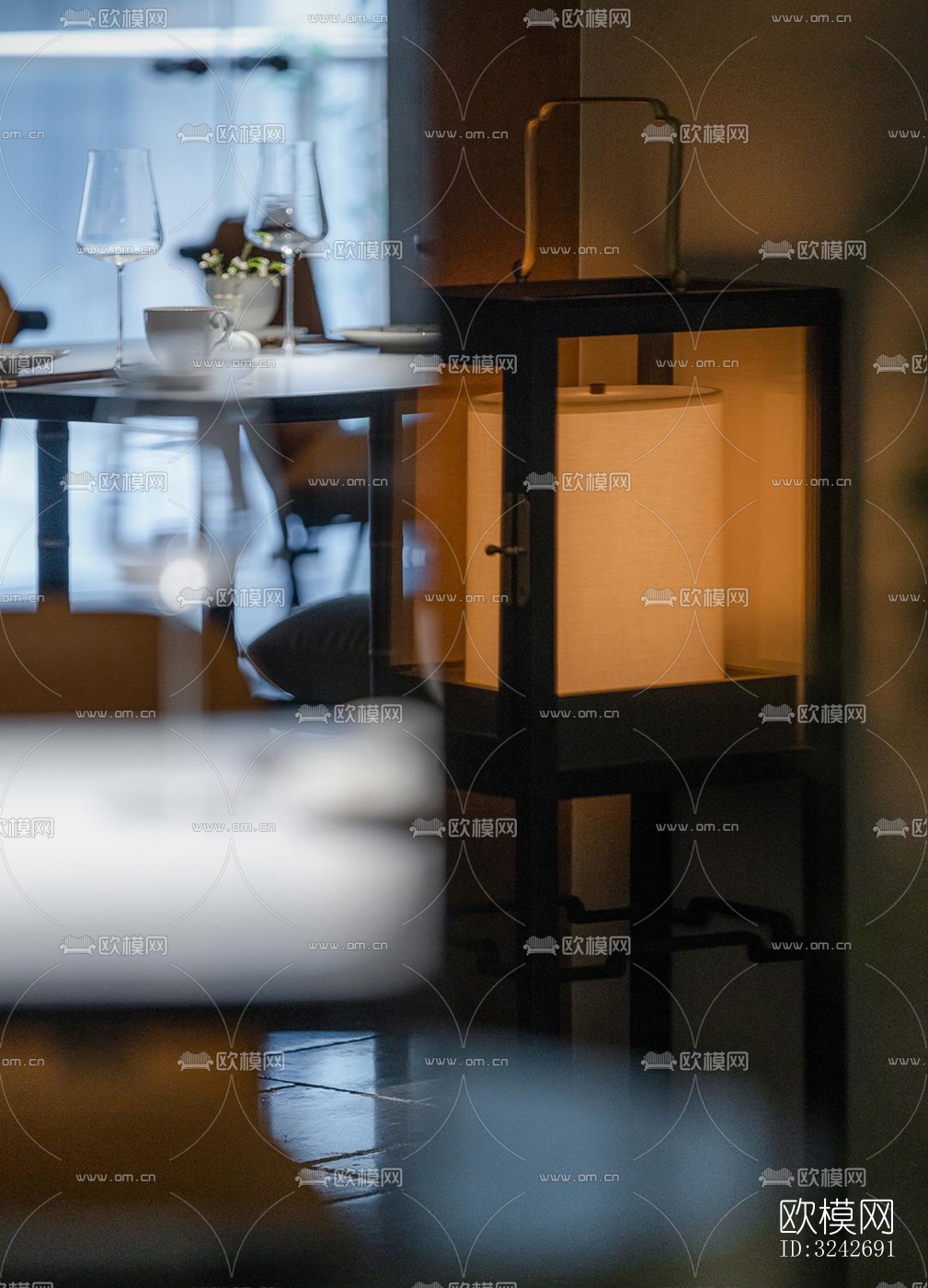 新中式中餐厅效果图下载（渲染图4）