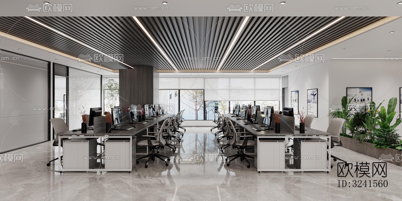 新中式经理室效果图下载（渲染图3）