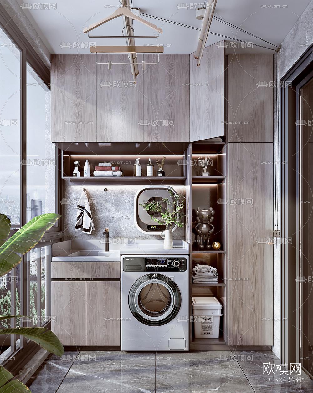 现代阳台花园效果图下载（渲染图3）