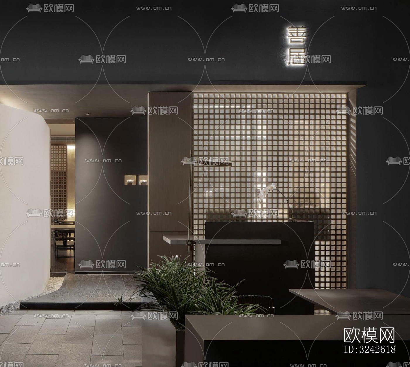 新中式中餐厅效果图下载（渲染图6）