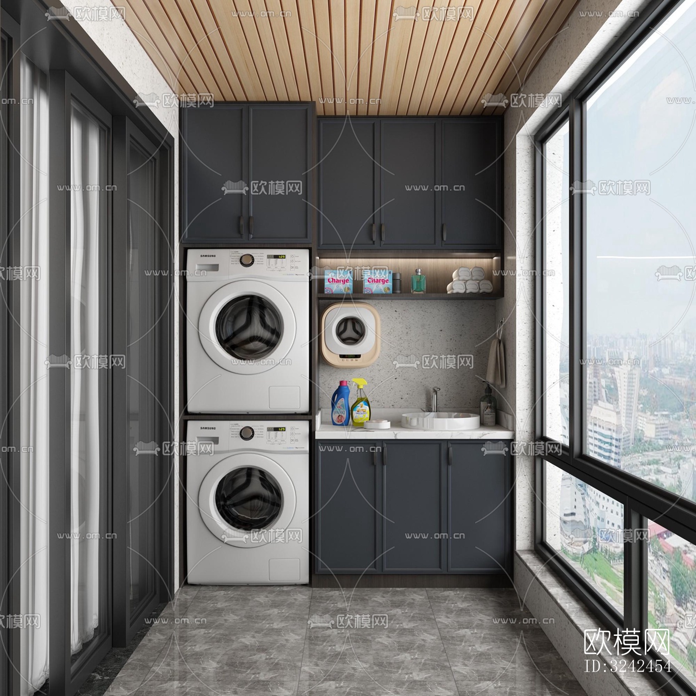 现代阳台花园效果图下载（渲染图1）