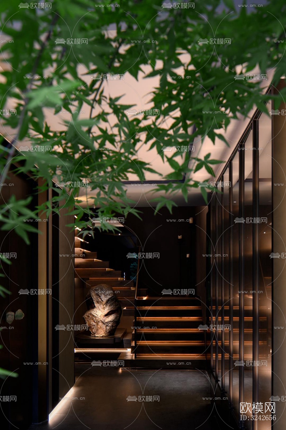 新中式中餐厅效果图下载（渲染图5）