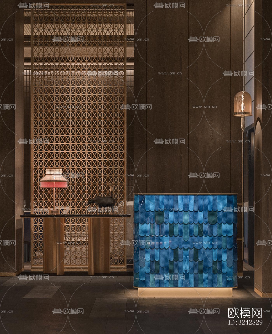 新中式中餐厅效果图下载（渲染图14）