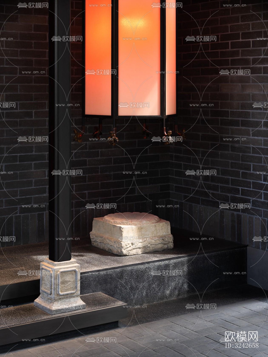 新中式中餐厅效果图下载（渲染图8）