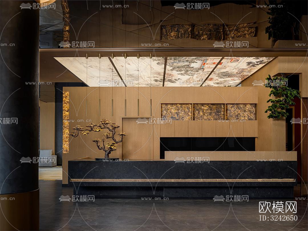 新中式中餐厅效果图下载（渲染图16）