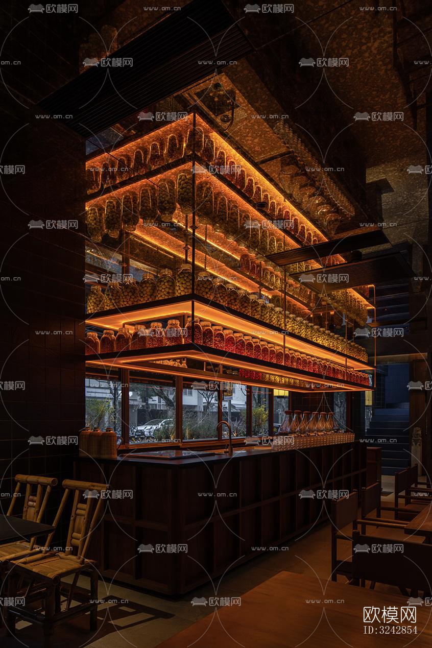 新中式中餐厅效果图下载（渲染图2）