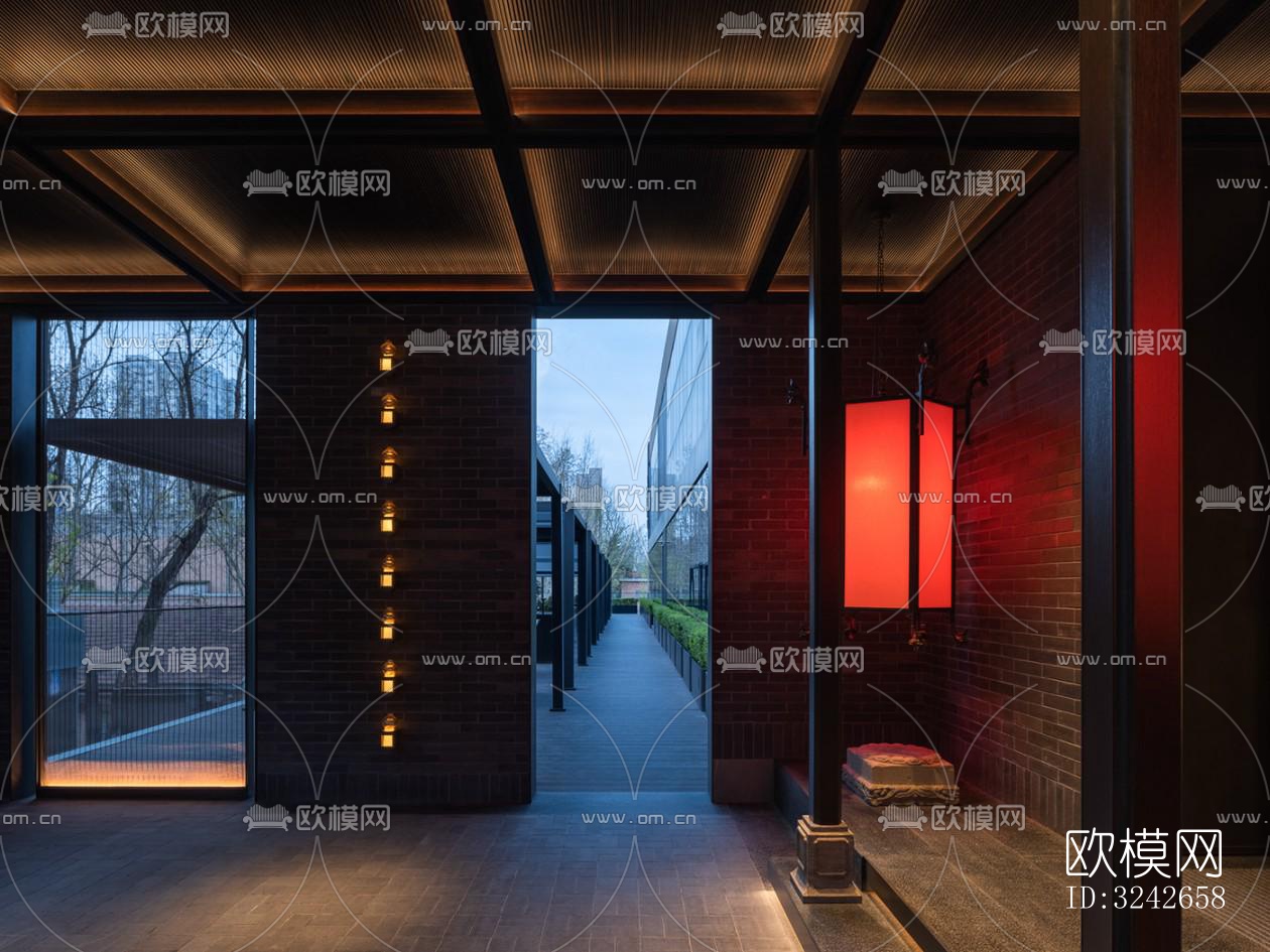 新中式中餐厅效果图下载（渲染图11）