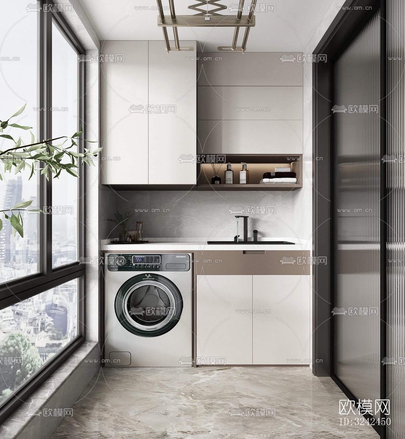 现代阳台花园效果图下载（渲染图1）