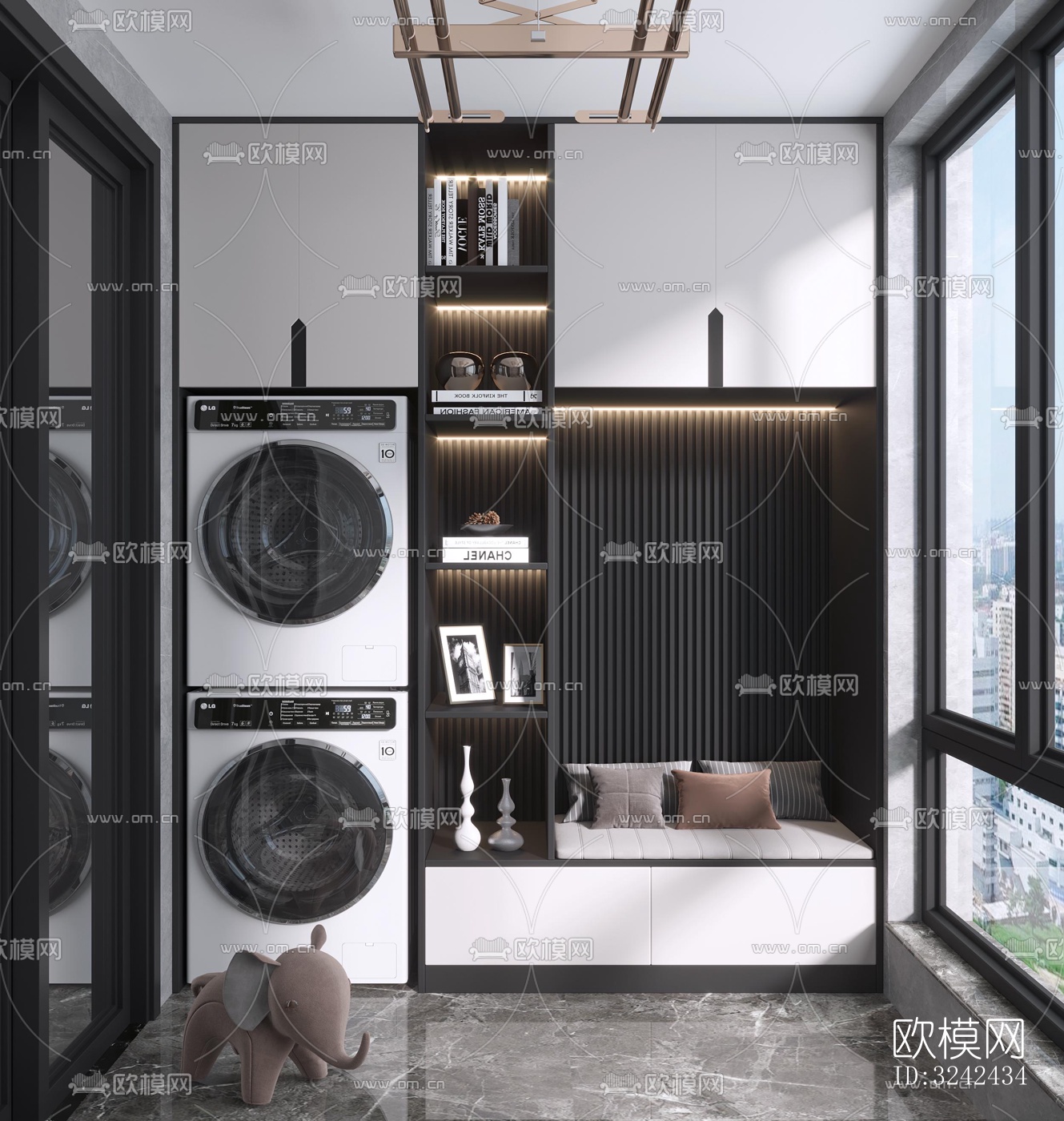 现代阳台花园效果图下载（渲染图2）