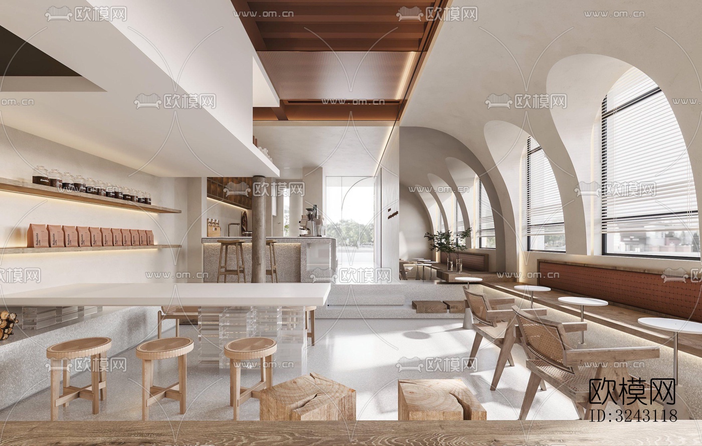 现代咖啡奶茶效果图下载（渲染图1）