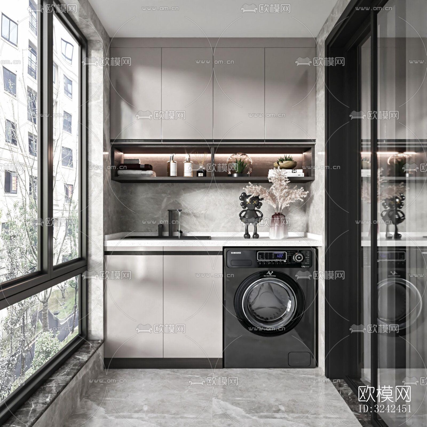 现代阳台花园效果图下载（渲染图1）