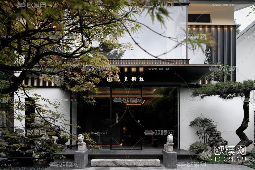 新中式中餐厅效果图下载（渲染图2）