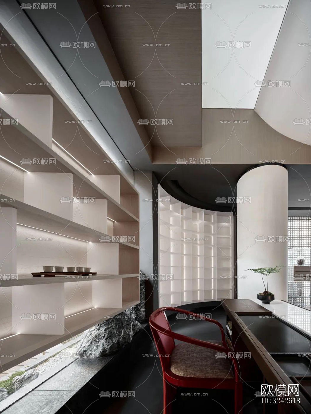 新中式中餐厅效果图下载（渲染图12）