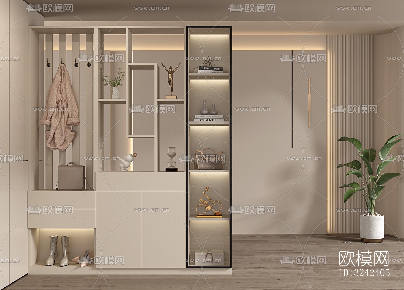 现代玄关过道效果图下载（渲染图3）