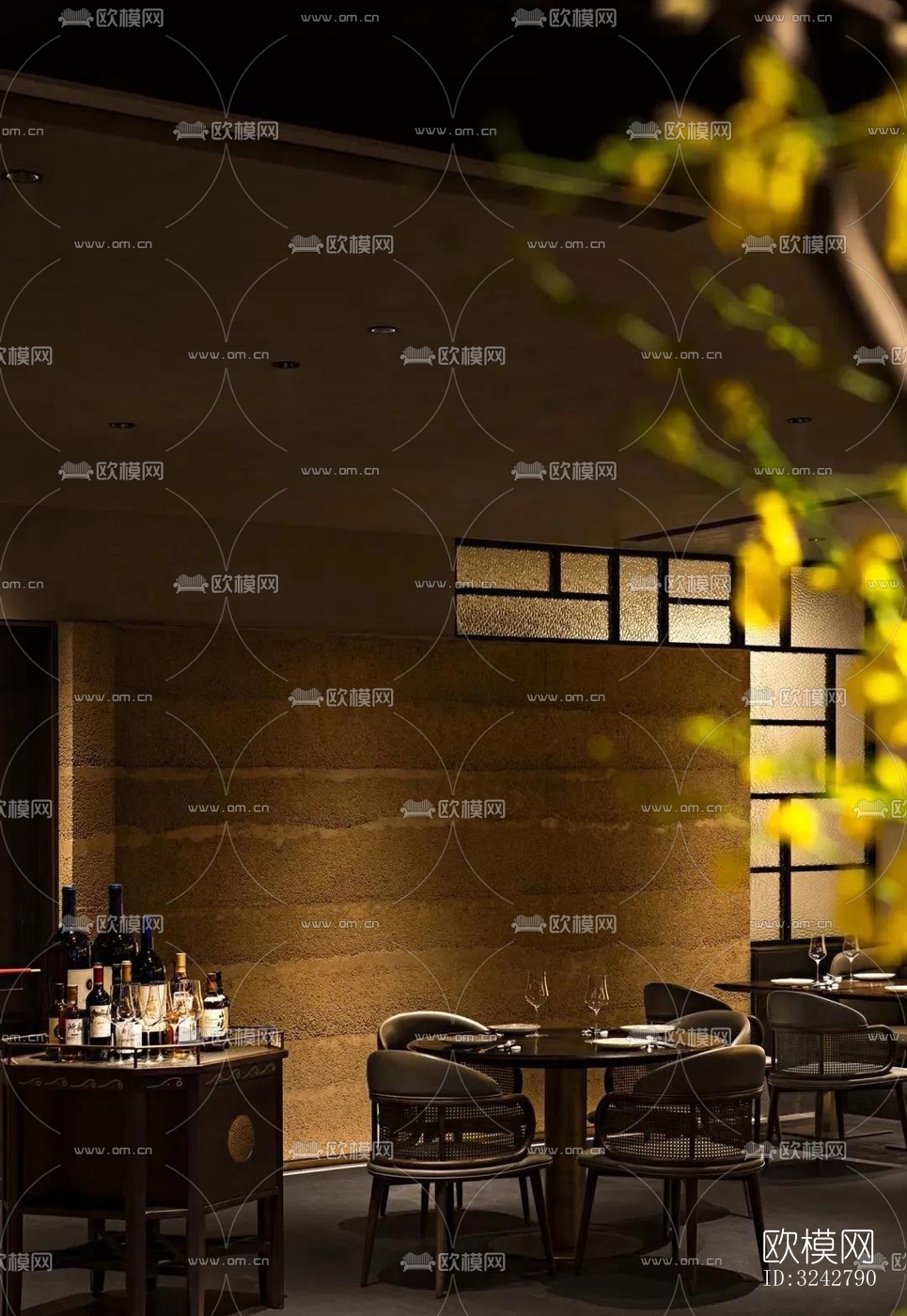 新中式中餐厅效果图下载（渲染图5）