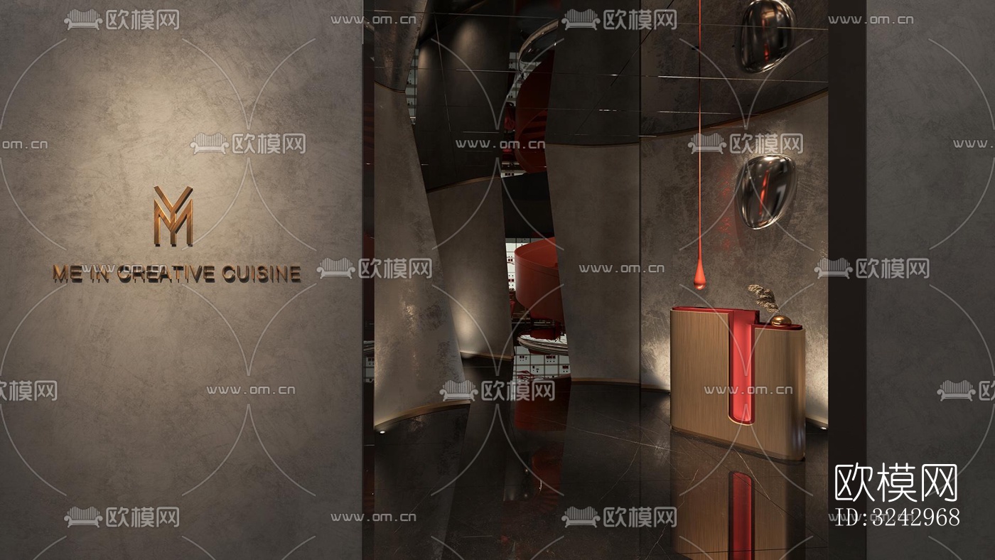 现代中餐厅效果图下载（渲染图1）