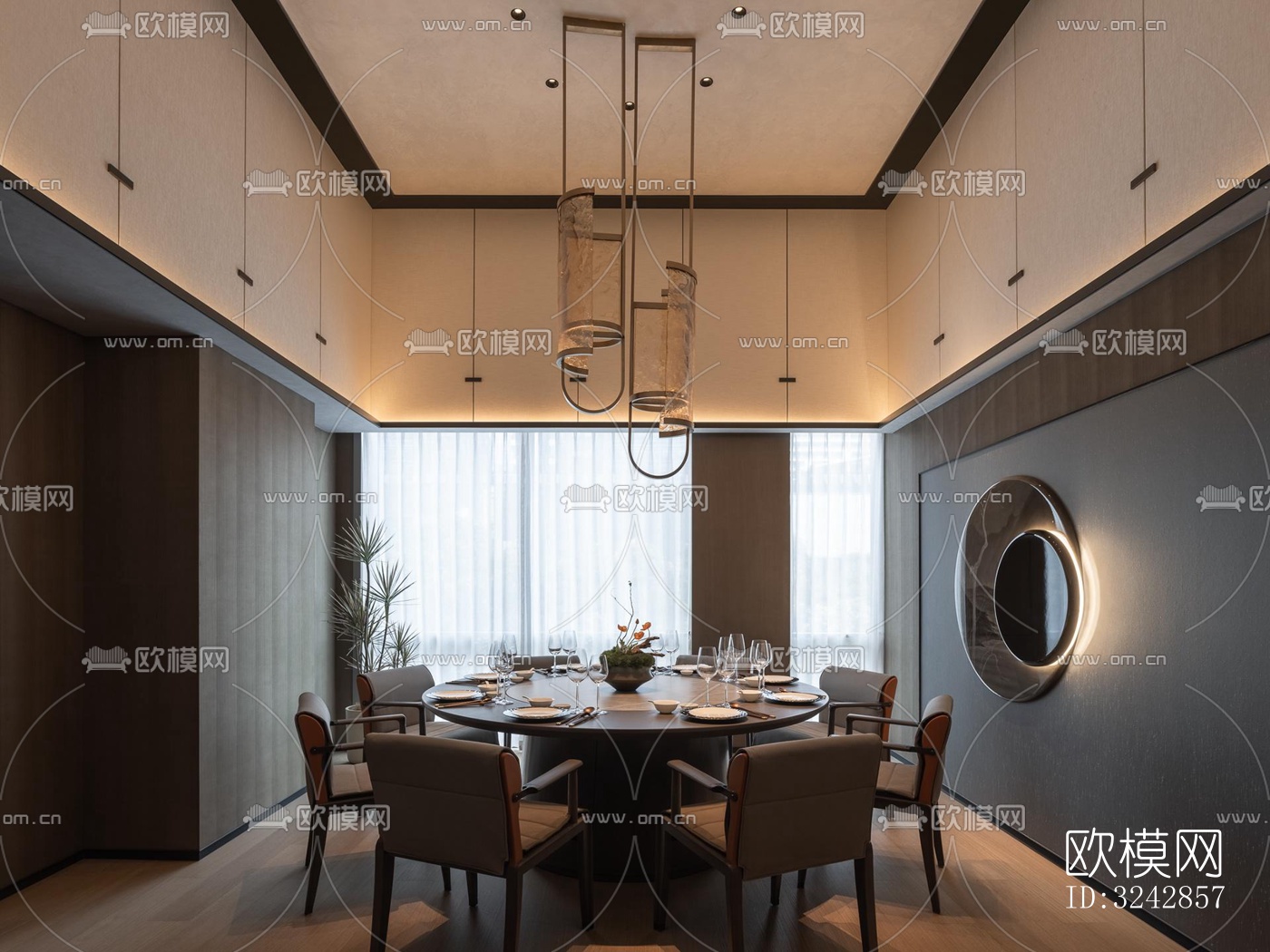 新中式中餐厅效果图下载（渲染图11）