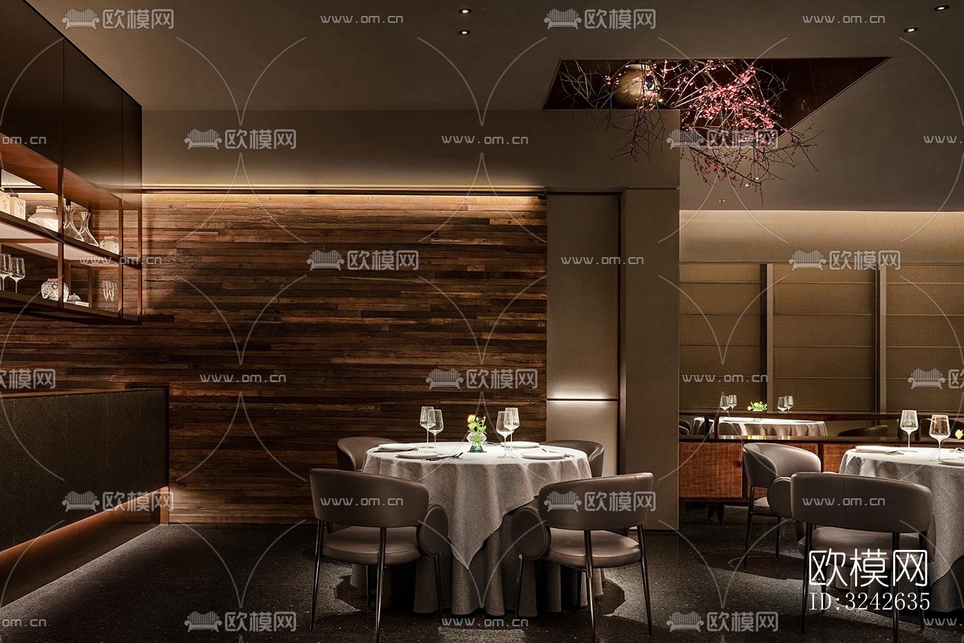 新中式中餐厅效果图下载（渲染图16）