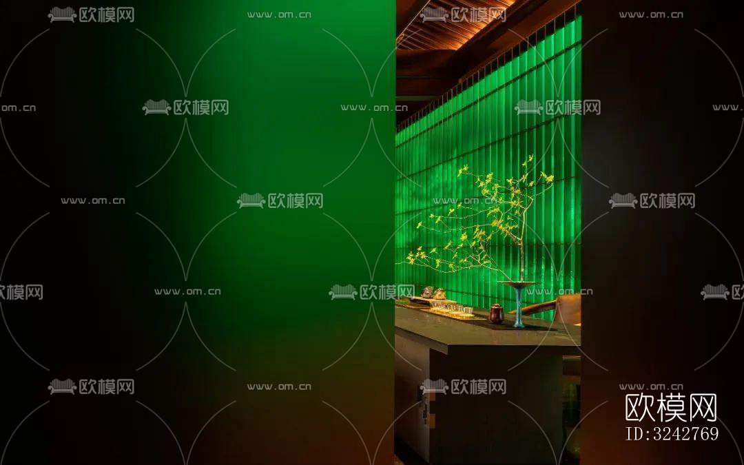 新中式中餐厅效果图下载（渲染图8）