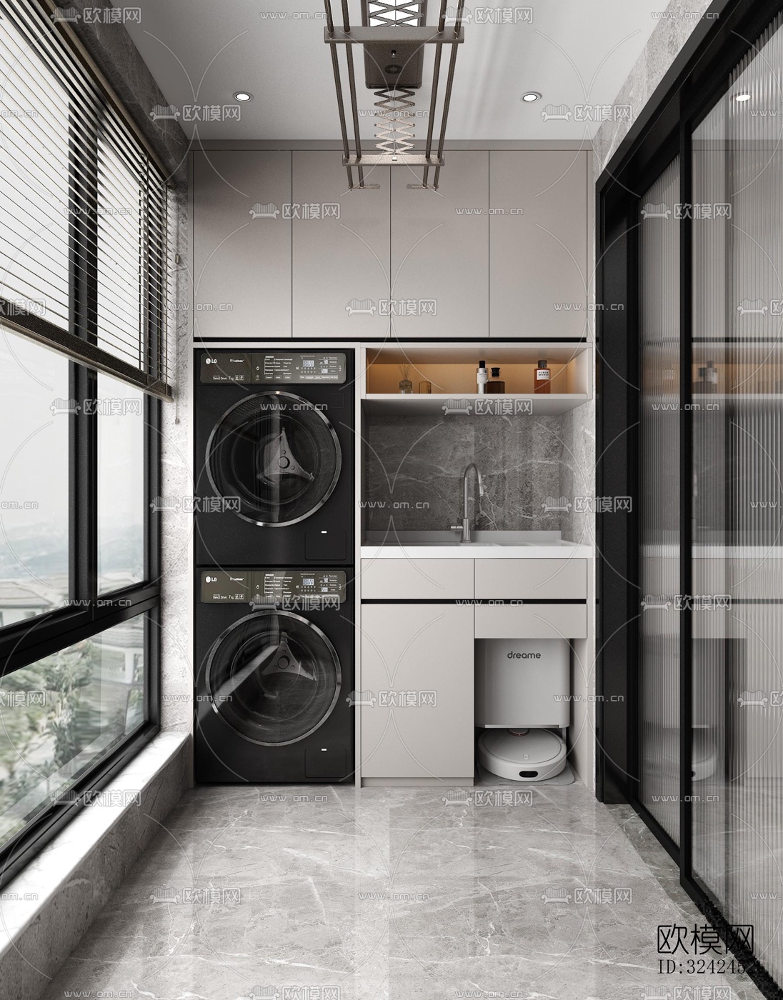 现代阳台花园效果图下载（渲染图3）