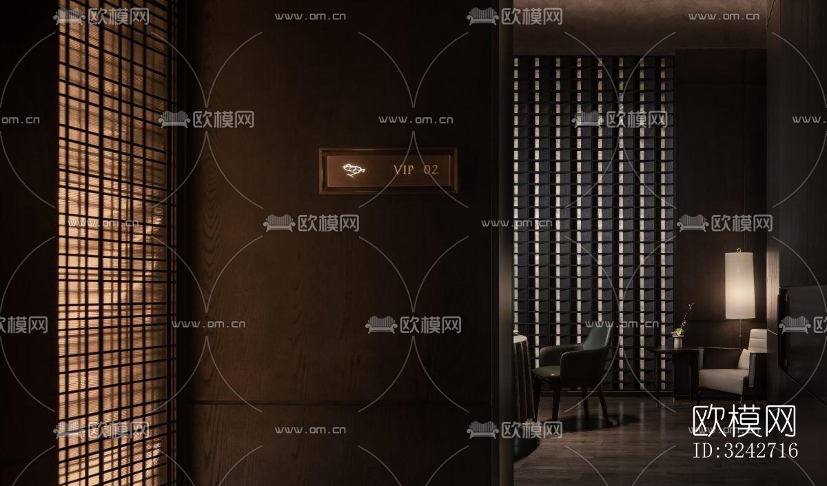 新中式中餐厅效果图下载（渲染图5）