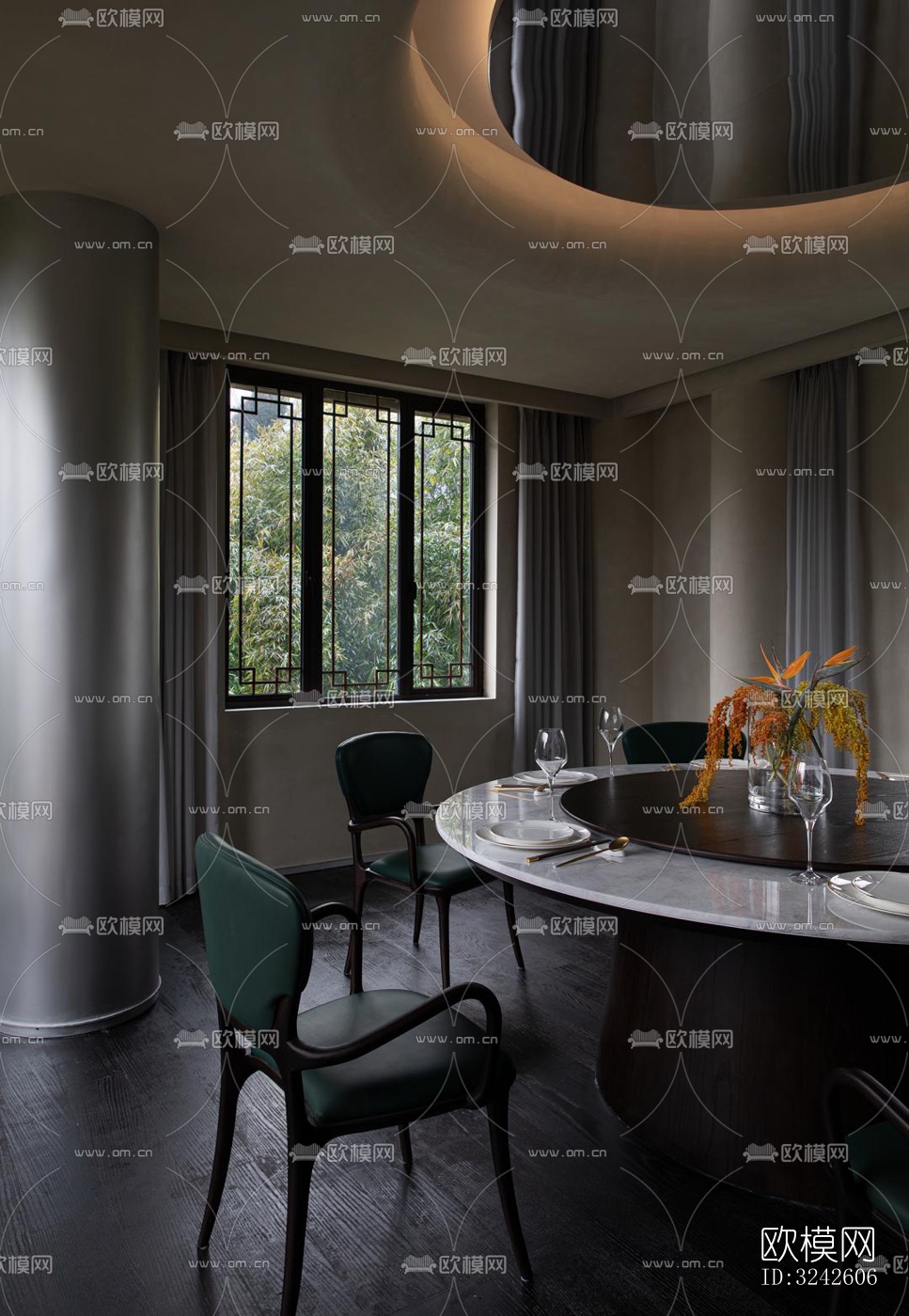 新中式中餐厅效果图下载（渲染图8）