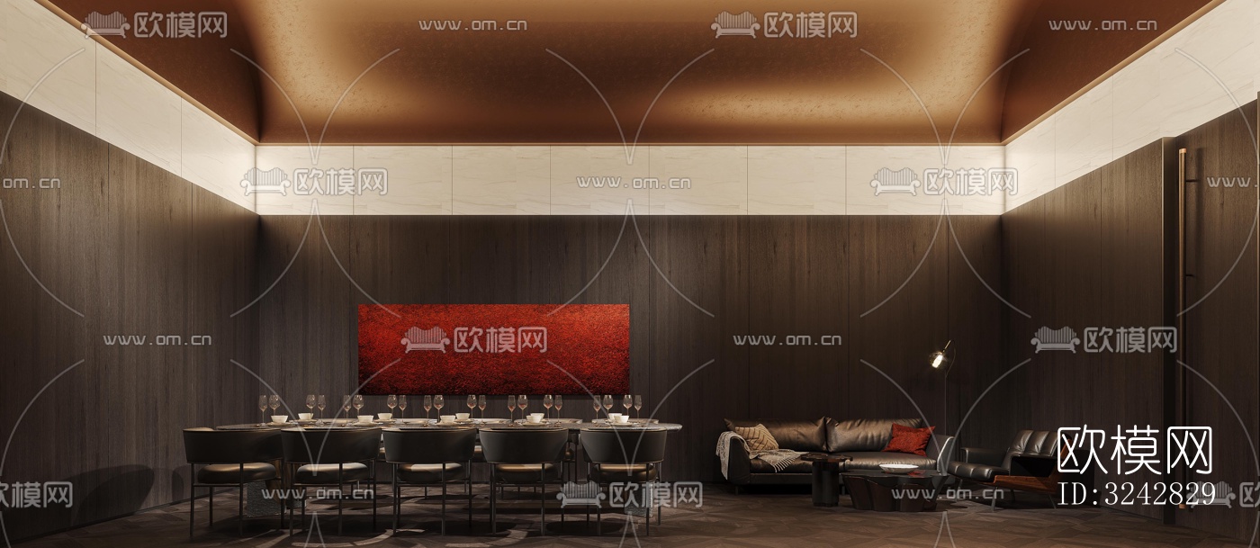 新中式中餐厅效果图下载（渲染图20）