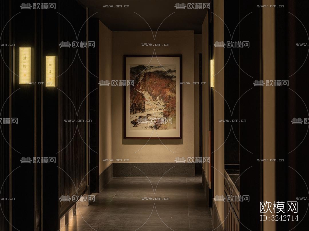 新中式中餐厅效果图下载（渲染图4）