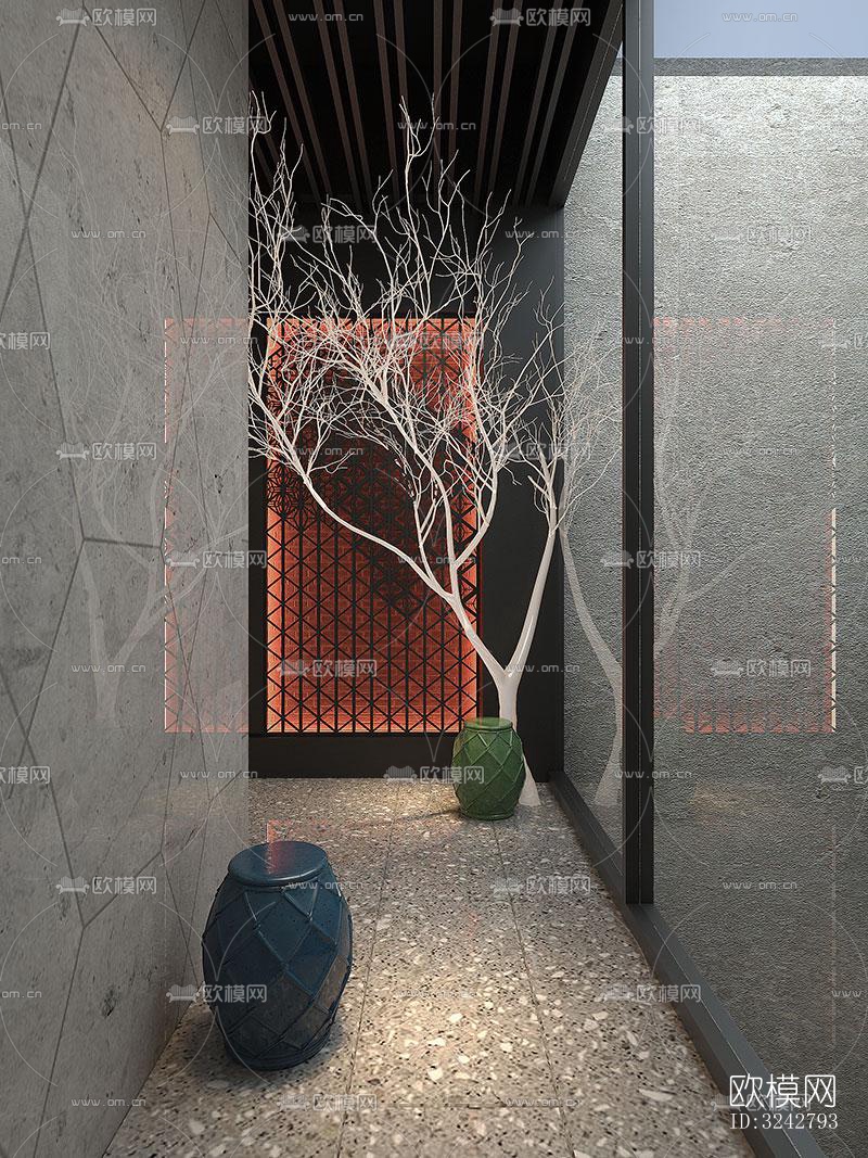 新中式中餐厅效果图下载（渲染图4）