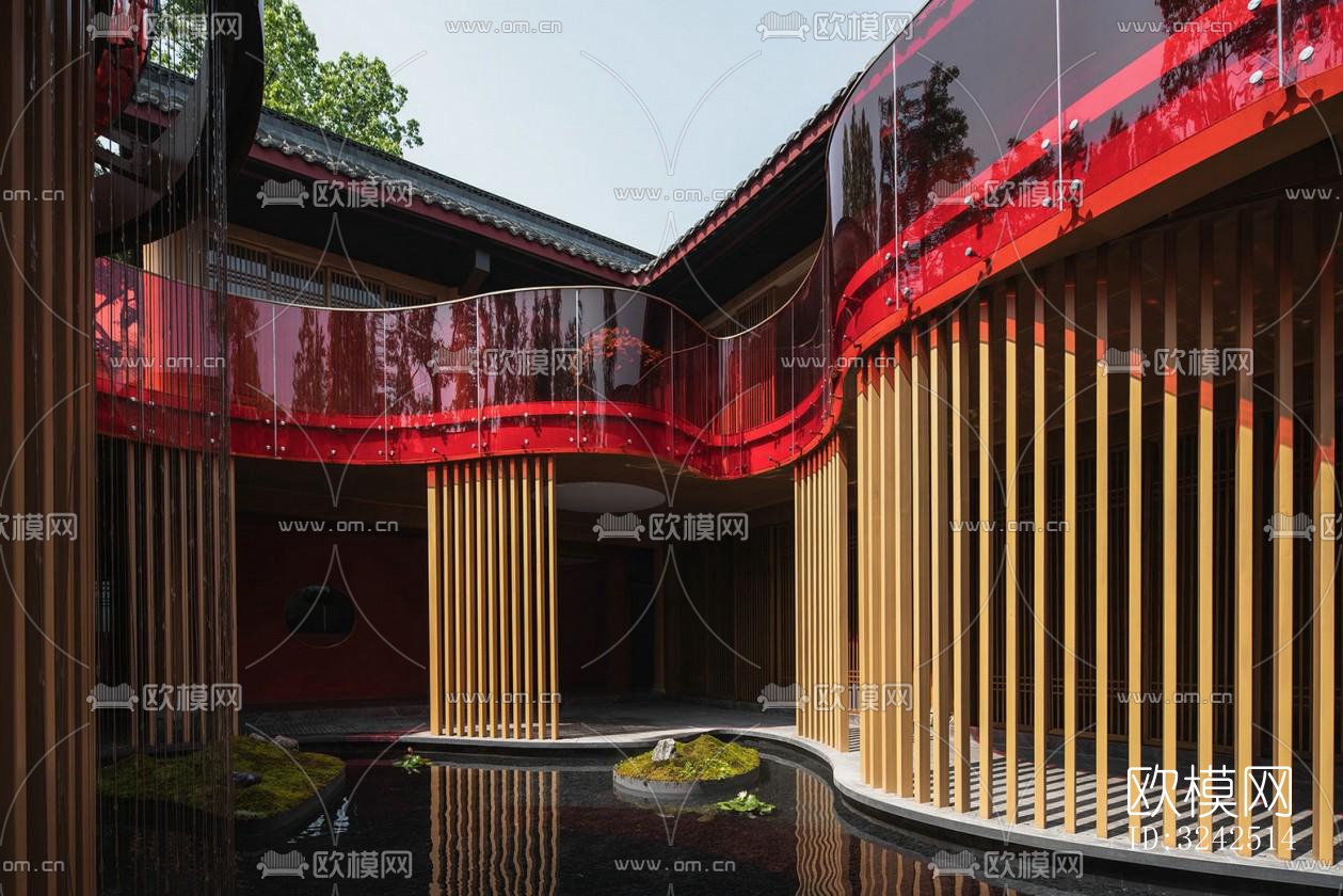 中式中餐厅效果图下载（渲染图12）