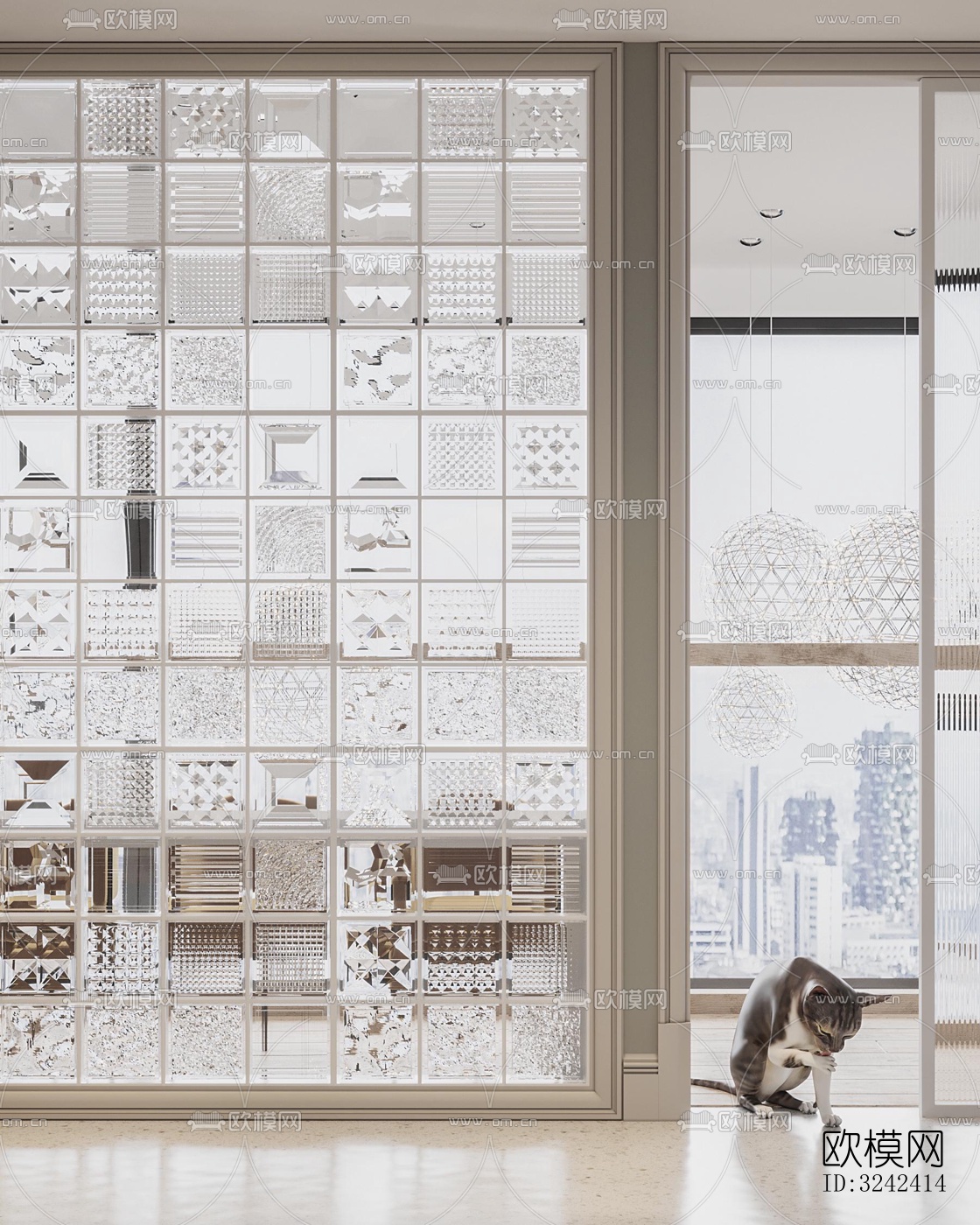 现代玄关过道效果图下载（渲染图6）