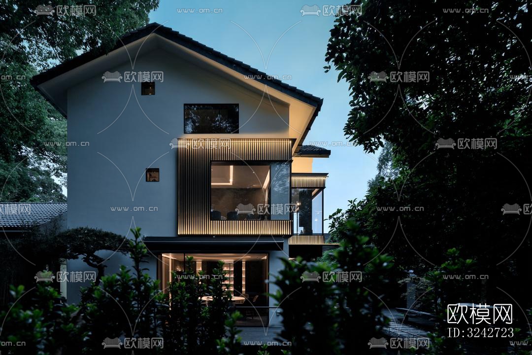 新中式中餐厅效果图下载（渲染图19）