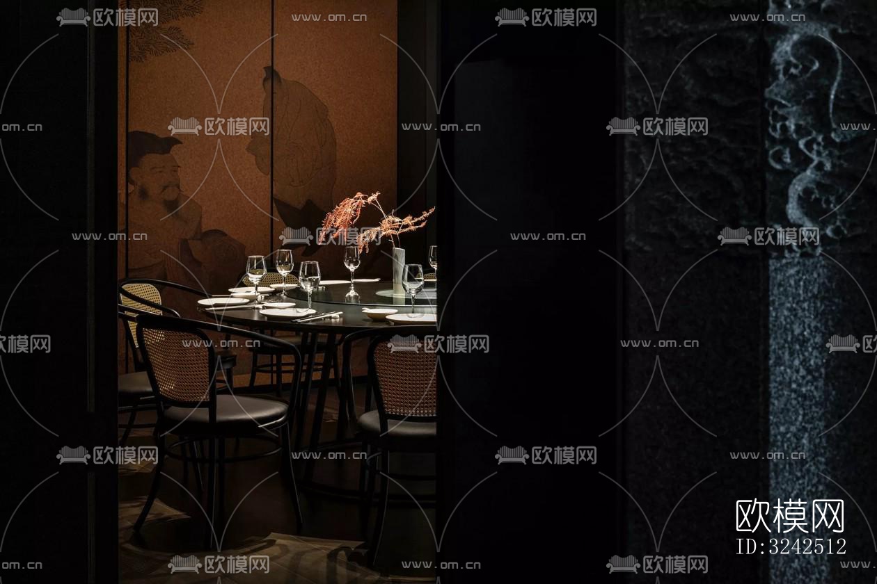 中式中餐厅效果图下载（渲染图11）