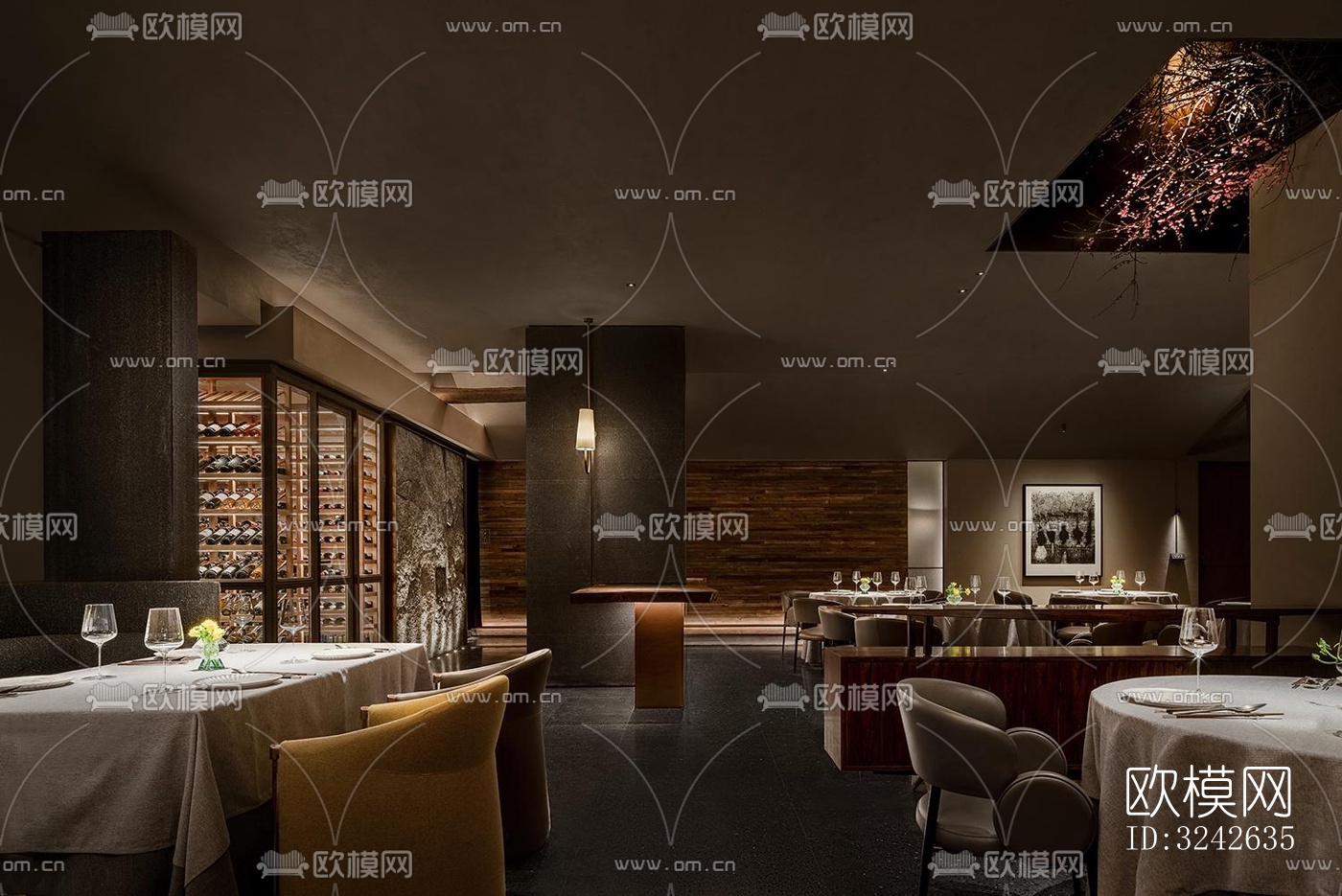 新中式中餐厅效果图下载（渲染图10）