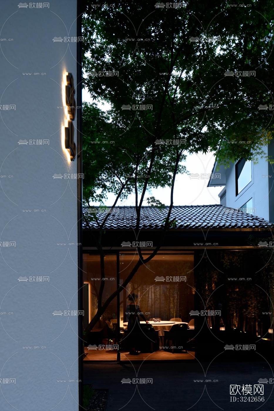 新中式中餐厅效果图下载（渲染图1）