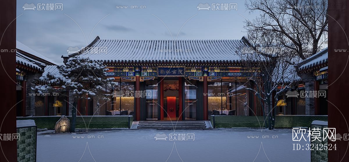 中式中餐厅效果图下载（渲染图14）