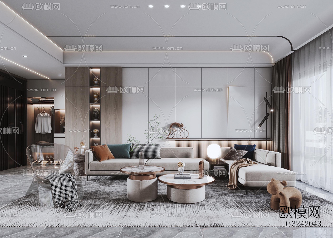 现代客厅效果图下载（渲染图2）