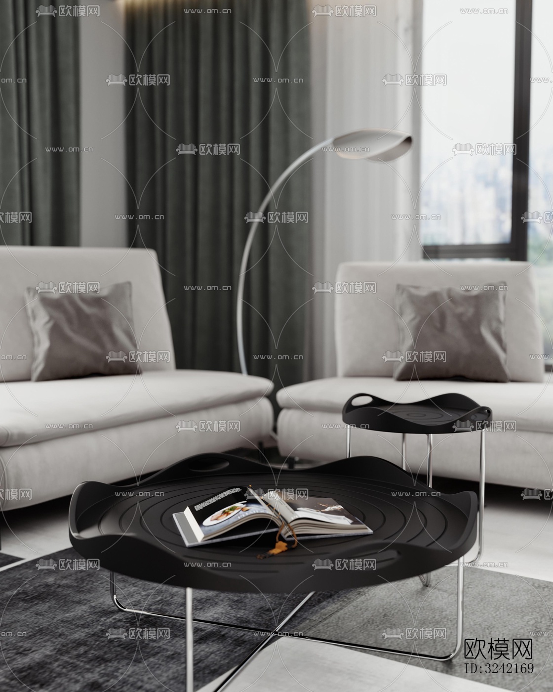 现代客餐厅效果图下载（渲染图5）