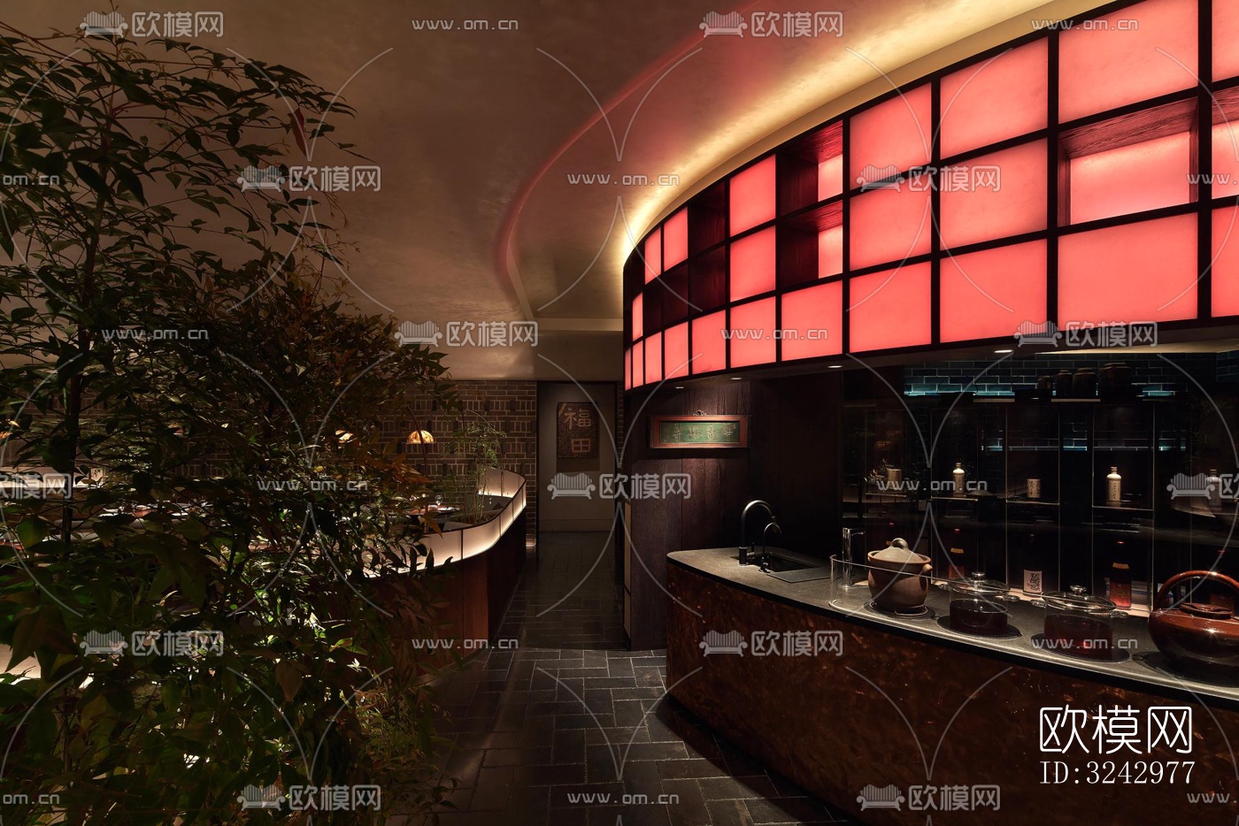 现代中餐厅效果图下载（渲染图8）