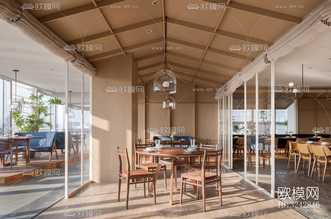 新中式中餐厅效果图下载（渲染图9）